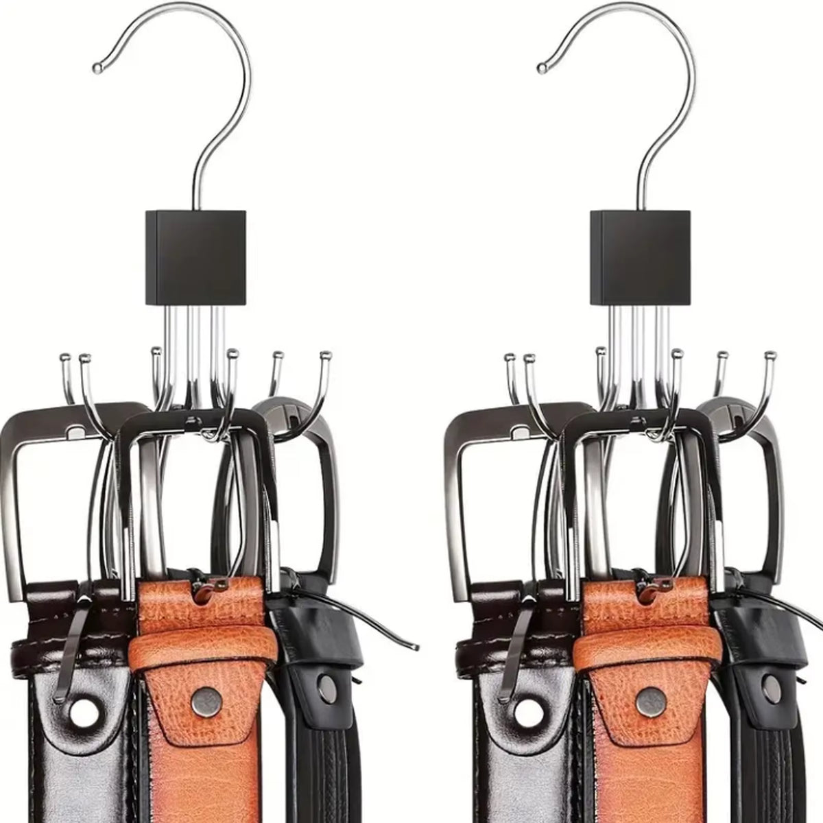 360° Rotating Storage Hanger Hook Multi-Claw Bag Metal Belts Rack Wooden Organizer Household Multi-Functional Six-Prong Hook